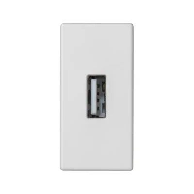 Płytka K45/2 złącza USB typ A żeńskie 22, 5x45mm + gniazdo, zaciski śrubowe, czysta biel
