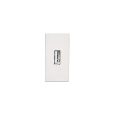 Płytka K45/2 złącza USB typ A żeńskie 22, 5x45mm + gniazdo, zaciski śrubowe, czysta biel