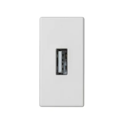 Płytka K45/2 złącza USB typ A żeńskie 22, 5x45mm + gniazdo, zaciski śrubowe, czysta biel