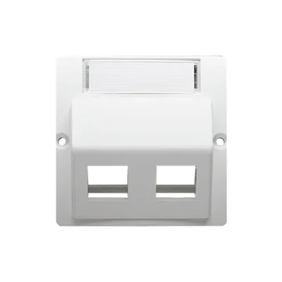 Pokrywa gniazd teleinf. na Keystone skośna. Montaż gniazda na wkręty do puszki biała