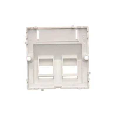 Pokrywa gniazd teleinf. na Keystone skośna. Montaż gniazda na wkręty do puszki biała