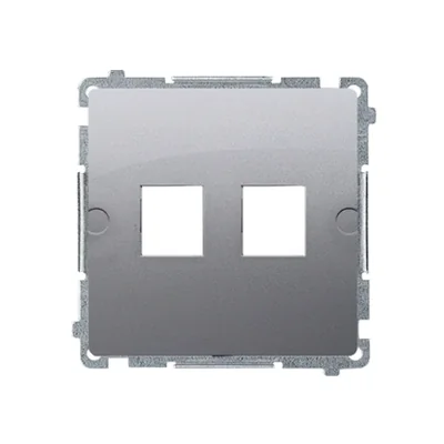 Pokrywa gniazd teleinformatycznych na Keystone płaska podwójna. Montaż na łapki lub wkręty, inox (metalik)