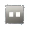 Pokrywa gniazd teleinformatycznych na Keystone płaska podwójna. Montaż na łapki lub wkręty, satyna (metalik)