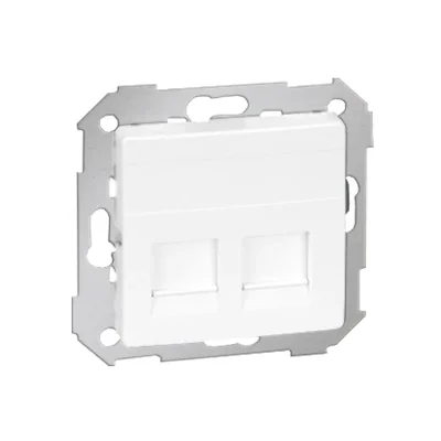 Pokrywa gniazda RJ45 2 gniazda z adapterem i żaluzjami biała