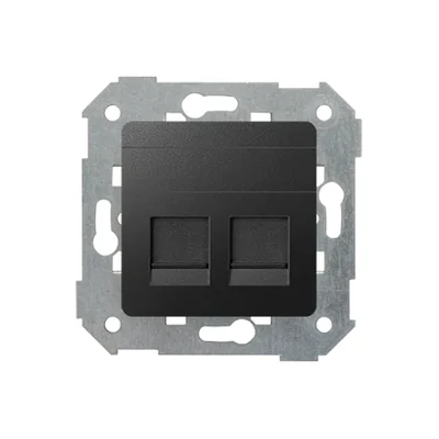 Pokrywa gniazda RJ45 2 gniazda z adapterem i żaluzjami grafit