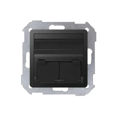 Pokrywa gniazda RJ45 x2 skośna grafit