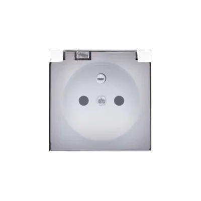 Pokrywa gniazda z uziemieniem i z klapką dymną IP44 biała