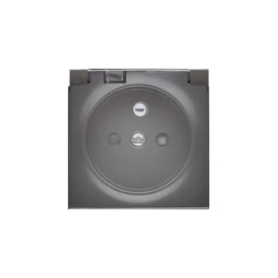 Pokrywa gniazda z uziemieniem i z klapką dymną IP44 grafit