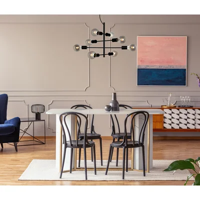 Portel Lampa wisząca ośmiopunktowa 40cm 40W E27 IP20 czarna`