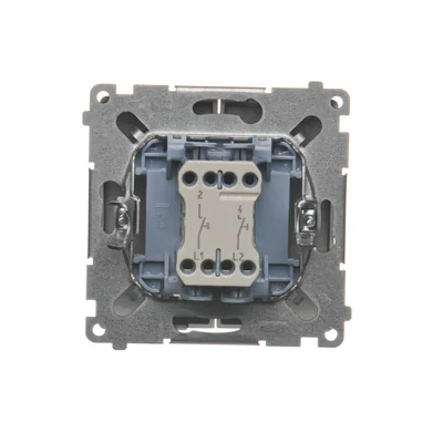 Przycisk podwójny zwierny dwuobwodowy: 2 wejścia, 2 wyjścia (moduł) 230V, inox metalik