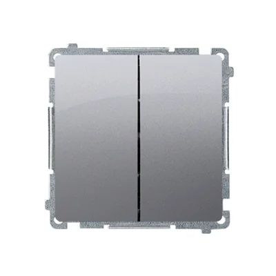Przycisk podwójny zwierny dwuobwodowy: 2 wejścia, 2 wyjścia (moduł) 230V, inox metalik