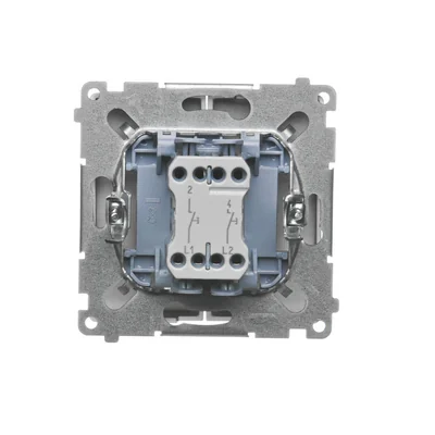 Przycisk podwójny zwierny dwuobwodowy: 2 wejścia, 2 wyjścia (moduł) 230V, satyna metalik