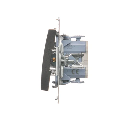 Przycisk pojedynczy zwierny z podświetleniem LED bez piktogramu (moduł) 10A 250V szybkozłącza antracyt (metalik)