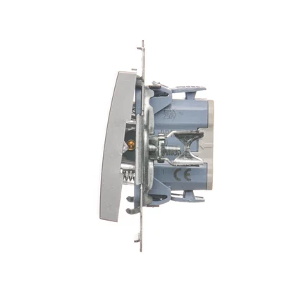 Przycisk pojedynczy zwierny z podświetleniem LED bez piktogramu (moduł) 10A 250V szybkozłącza srebrny (metalik)