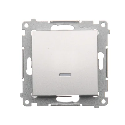 Przycisk pojedynczy zwierny z podświetleniem LED bez piktogramu (moduł) 16A 250V zaciski śrubowe srebrny (metalik)