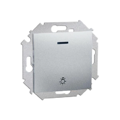 Przycisk "światło" z podświetleniem (moduł) 10A 230V zaciski śrubowe aluminium (metalik)
