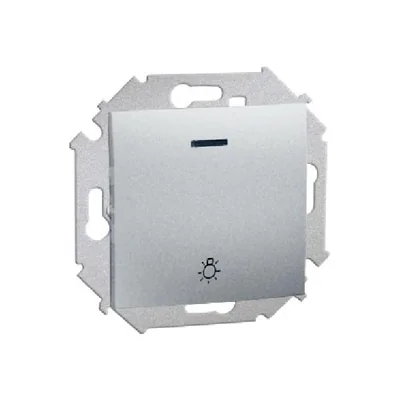 Przycisk "światło" z podświetleniem (moduł) 10A 230V zaciski śrubowe aluminium (metalik)