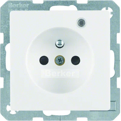 Q.1 Gniazdo z uziemieniem i LED kontrolną z podwyższoną ochroną styków śnieżnobiałe aksamitne