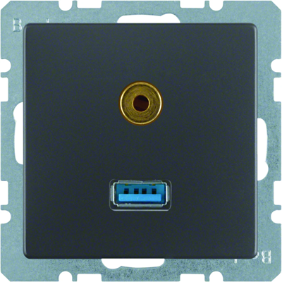 Q.1/Q.3 Gniazdo USB/3,5mm jack antracytowe