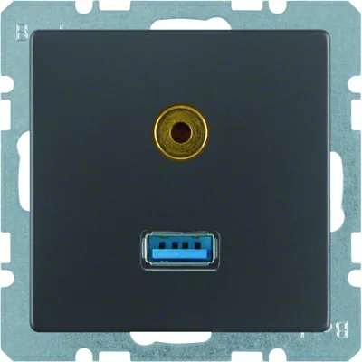 Q.1/Q.3 Gniazdo USB/3,5mm jack antracytowe