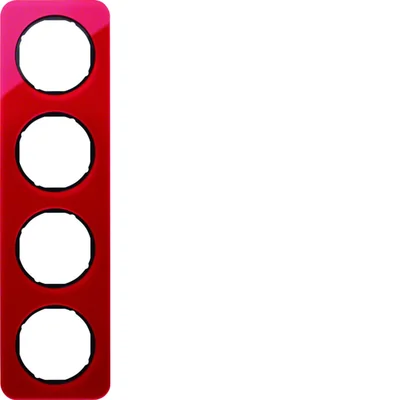 R.1 Ramka 4-krotna przezroczysta akryl czerwony/czarny
