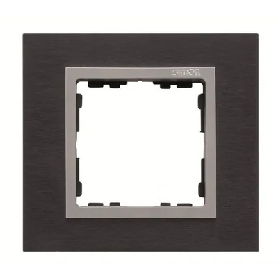 Ramka 1x inox czarny / ramka pośrednia aluminium