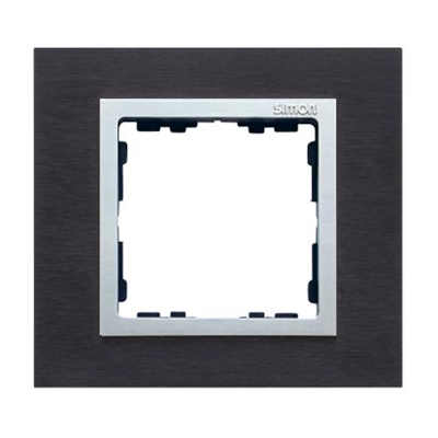 Ramka 1x inox czarny / ramka pośrednia aluminium