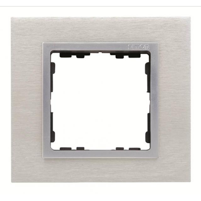 Ramka 1x inox mat / ramka pośrednia aluminium mat