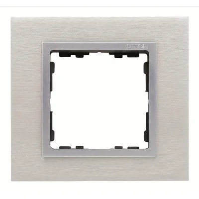 Ramka 1x inox mat / ramka pośrednia aluminium mat