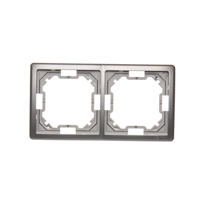 Ramka 2-krotna uniwersalna poziom i pion, inox (metalik)