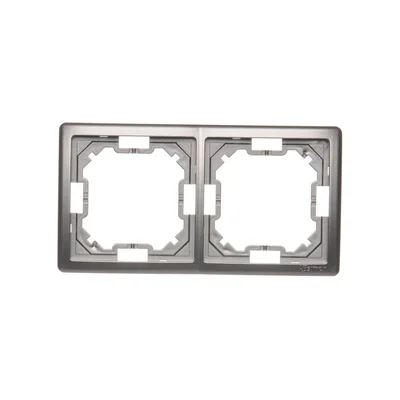 Ramka 2-krotna uniwersalna poziom i pion, inox (metalik)