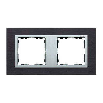 Ramka 2x inox czarny / ramka pośrednia aluminium