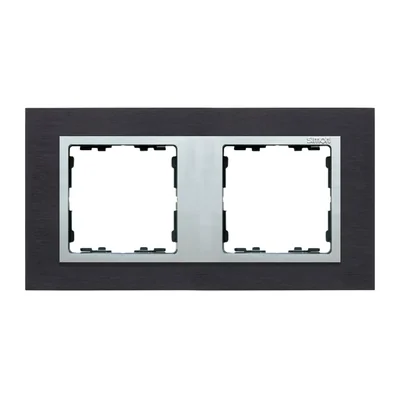 Ramka 2x inox czarny / ramka pośrednia aluminium