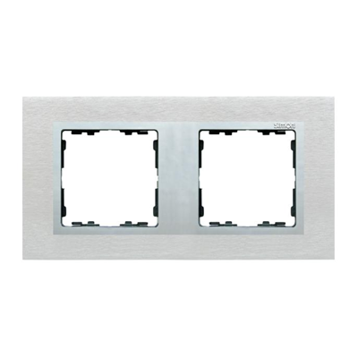 Ramka 2x inox mat / ramka pośrednia aluminium mat