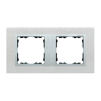 Ramka 2x inox mat / ramka pośrednia aluminium mat