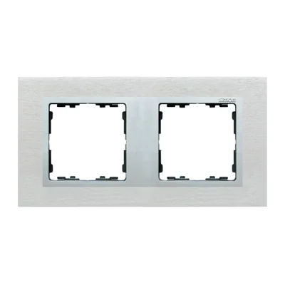 Ramka 2x inox mat / ramka pośrednia aluminium mat