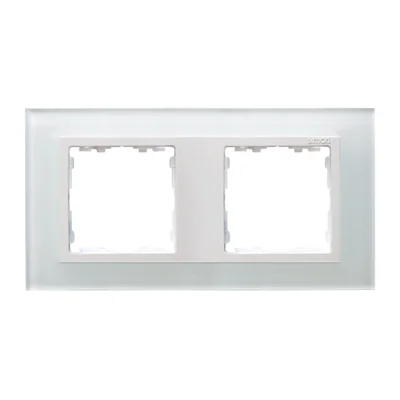 Ramka 2x szkło - biały / ramka pośrednia biała