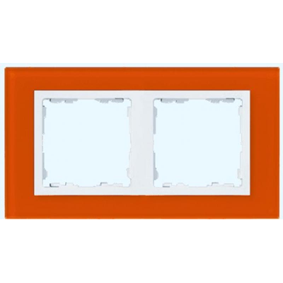 Ramka 2x szkło - mandarynka / ramka pośrednia biała