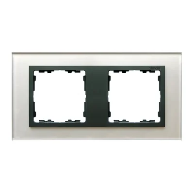 Ramka 2x szkło - srebro / ramka pośrednia grafit