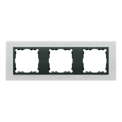 Ramka 3x inox mat / ramka pośrednia grafit