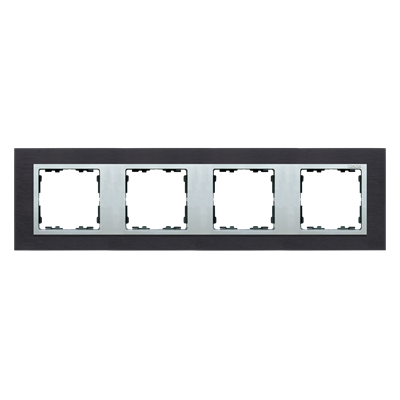 Ramka 4-krotna inox czarny / ramka pośrednia aluminium