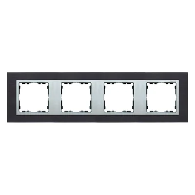 Ramka 4-krotna inox czarny / ramka pośrednia aluminium