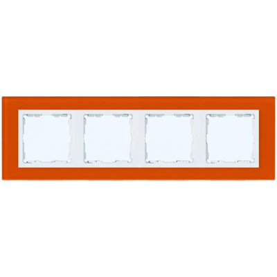 Ramka 4-krotna szkło - mandarynka / ramka pośrednia biała