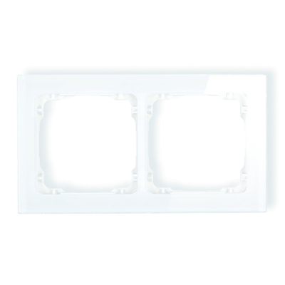 Ramka uniwersalna 2-krotna - efekt szkła (ramka: biała; spód: biały) IP 20