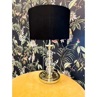 REA II Lampa stołowa E27 IP20 złota z czarnym abażurem