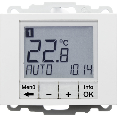 Regulator temperatury ze sterowaniem czasowym z zestykiem zmiennym i elementem centralnym 5−40°C 230V - Biały połysk - B.KWADRAT