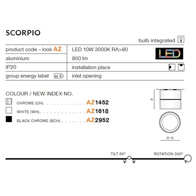 SCORPIO Lampa sufitowa czarna