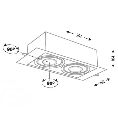 Shilo oprawa sufitowa LED Muko IL 2x(10W 1000lm) 3000K czarna wpuszczana 3361