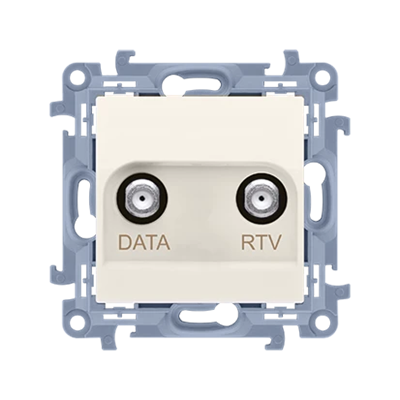 SIMON 10 Gniazdo antenowe końcowe RTV-DATA (moduł) 1x wejście 5÷1000 MHz, Wyjście 2x „F” (DATA: 5÷1000 MHz) (RTV: 88÷1000 MHz), kremowe