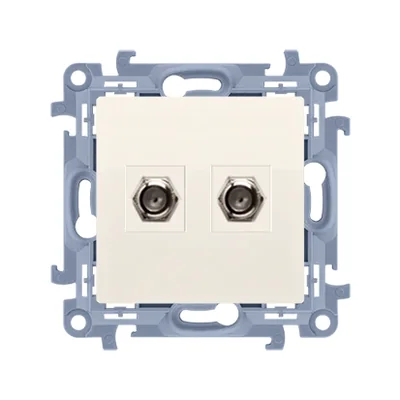 SIMON 10 Gniazdo antenowe SAT podwójne końcowe kremowe